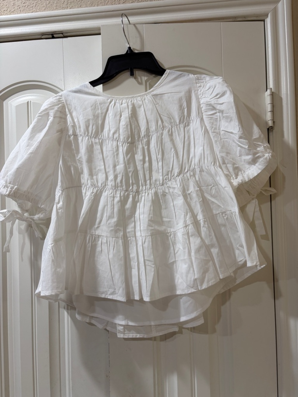 &Merci White Tiered Peasant Blouse